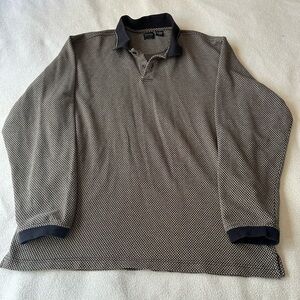 VINTAGE Long Sleeve Knit Polo Mens Size Large